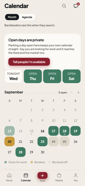 The month calendar with a recurring Friday shown as an outline.